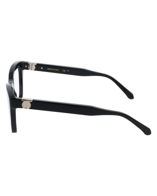 Ferragamo Black Sf3022 001 Optical Frames Acetate Squared Normal