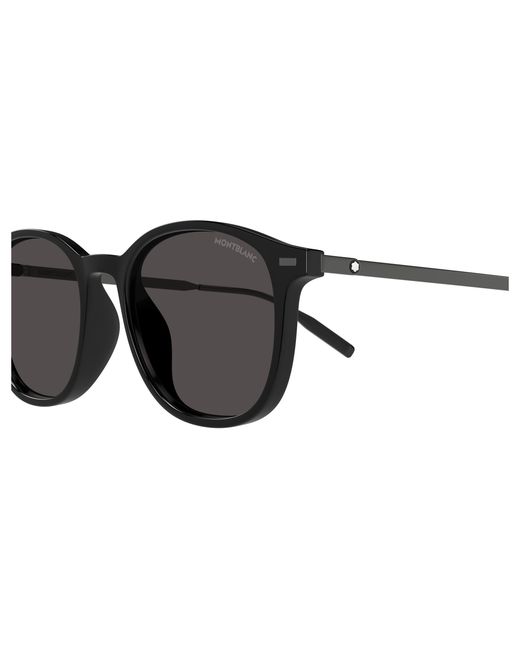 Montblanc Black Mb0454Sa 001 Sunglasses Injected Round for men