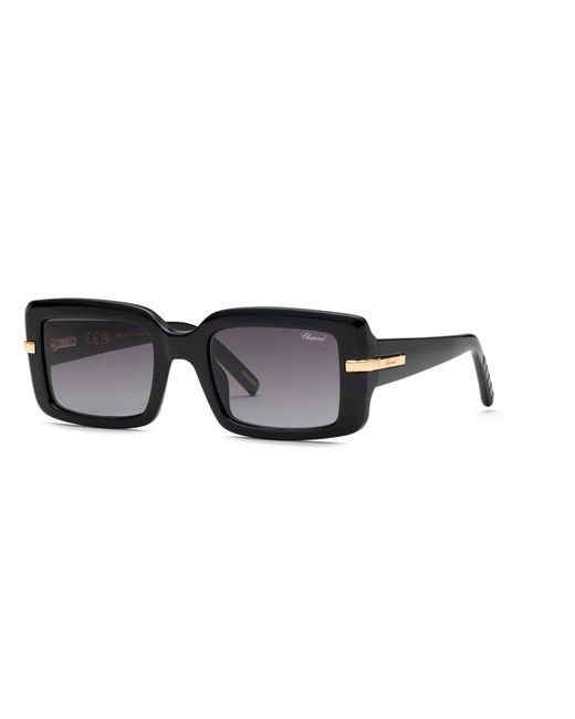 Chopard Black Sch413M 0Blk Sunglasses Acetate Smoke Squared Anti-Glare Nuanced