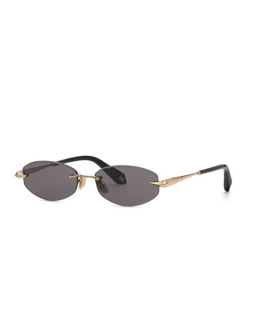 Roberto Cavalli Black Src207M 300 Sunglasses Metal Smoke Squared Normal