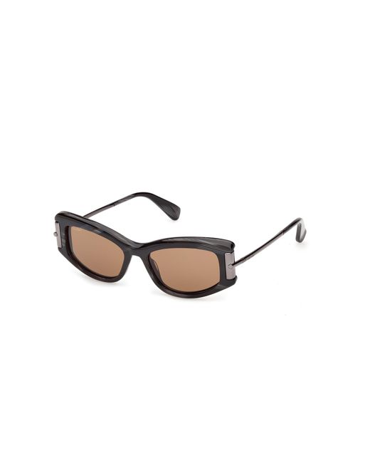 Max Mara Black Mm0189 63E Sunglasses Acetate Smoke Cat Eye Normal