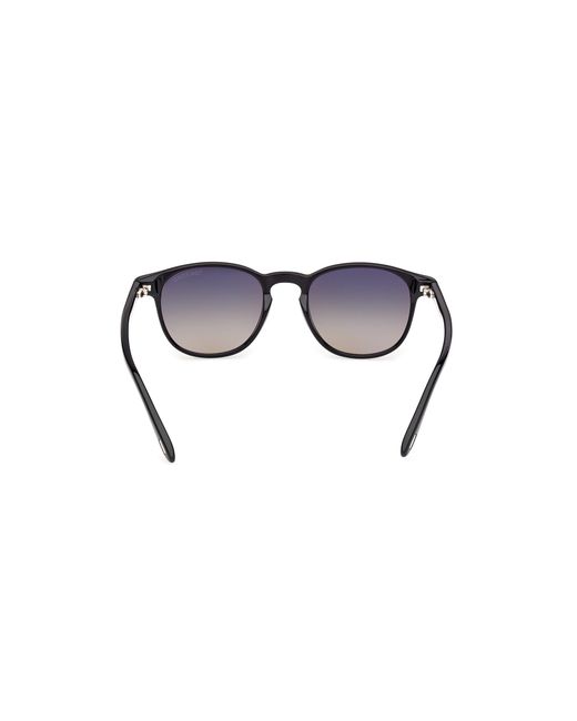Tom Ford Black Ft1302 Holt-02 01B Sunglasses Acetate Smoke Round Normal for men