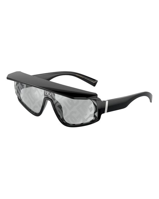 Dolce & Gabbana Black Dg6177 501/Al Sunglasses Plastic Squared Decoration Mirrored for men