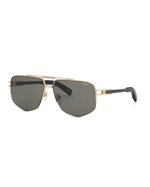 Chopard Black Schm12 300 Sunglasses Metal Smoke Geometric Anti-Glare for men