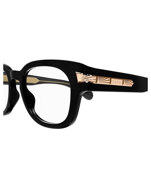 Gucci Black Gg1518O 001 Optical Frames Acetate Transparent Round for men