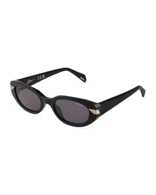 Police Black Splu05 Aura 2 700 Sunglasses Acetate Smoke Geometric Normal