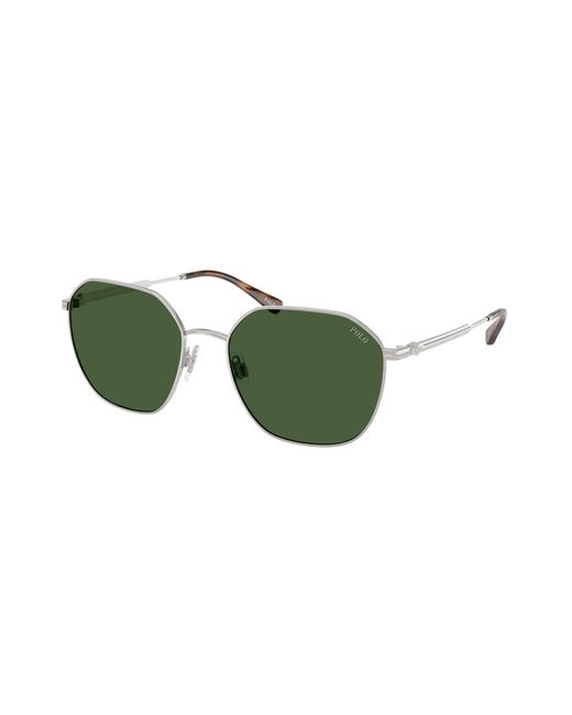 Polo Ralph Lauren Green Ph3160 942371 Sunglasses Metal Geometric Normal for men
