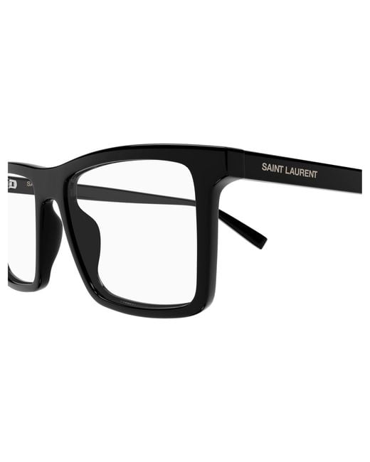 Saint Laurent Black Sl 906 004 Optical Frames Acetate Transparent Squared for men