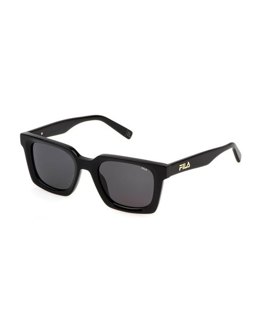 Fila Black Sfi897 700K Sunglasses Acetate Smoke Squared Normal for men