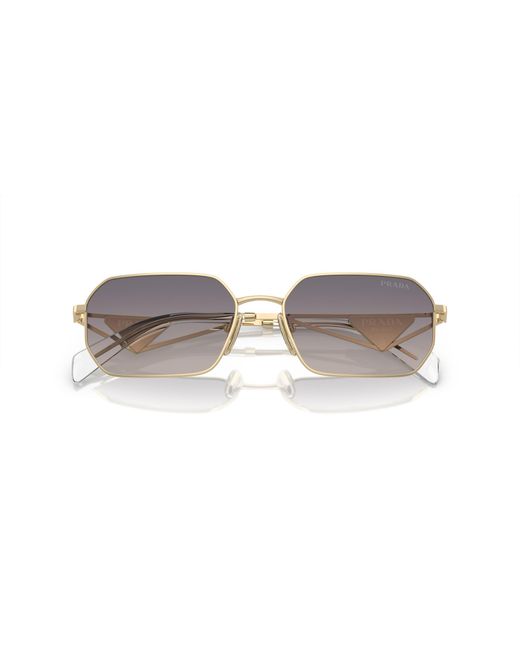 Prada Black Pr A51S Zvn30C Sunglasses Metal Geometric Normal Shaded