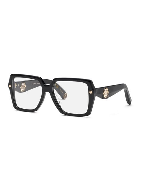 Philipp Plein Black Vpp192 Plein Muse 700 Optical Frames Acetate Squared