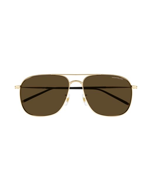 Montblanc Black Mb0417Sa 003 Sunglasses Titanium Pilot for men