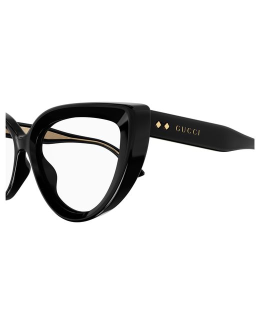 Gucci Black Gg1530O 001 Optical Frames Acetate Transparent Cat Eye