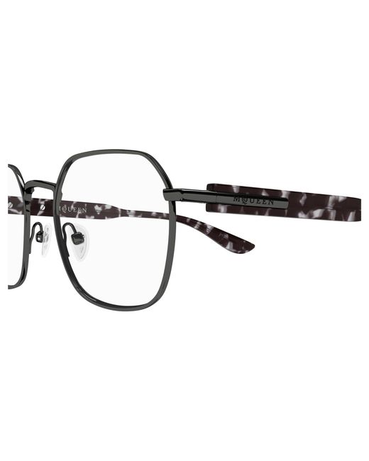 McQueen Black Am0499O 002 Optical Frames Acetate Transparent Geometric for men