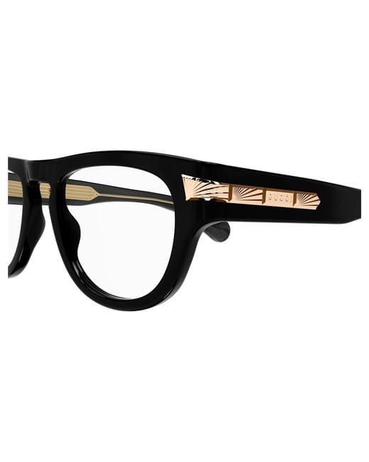 Gucci Black Gg1519O 001 Optical Frames Acetate Transparent Round for men