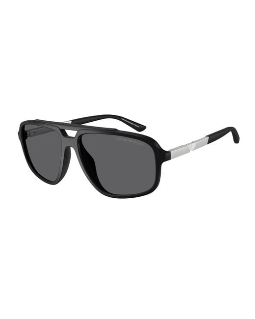 Emporio Armani Black Ea4236U 5001T3 Sunglasses Injected Grigio Pilot Polarized for men
