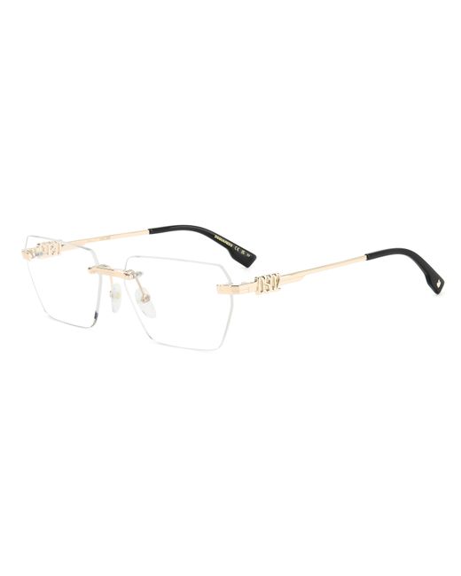 DSquared² Black D2 0102 3Yg Optical Frames Metal Squared for men