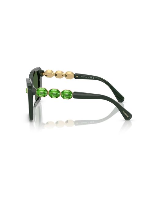 Swarovski Green Sk6032 102671 Sunglasses Acetate Squared Normal