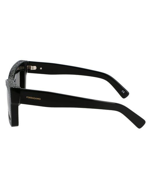 Ferragamo Black Sf2045Sr 001 Sunglasses Acetate Squared Normal
