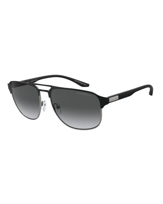 Emporio Armani Black Ea2144 336511 Sunglasses Metal Pilot Polarized Shaded for men