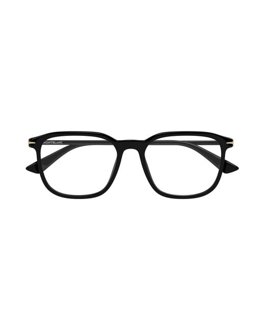 Montblanc Black Mb0438O 002 Optical Frames Acetate Transparent Squared for men