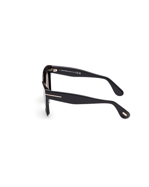 Tom Ford Black Ft1217 Elvira 01A Sunglasses Acetate Smoke Butterfly Normal