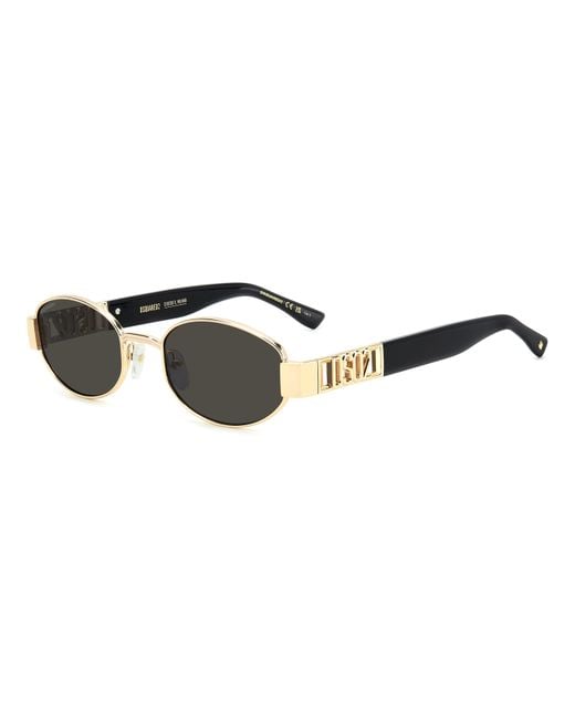 DSquared² Black D2 0155/S 000/Ir Sunglasses Metal Round Normal for men