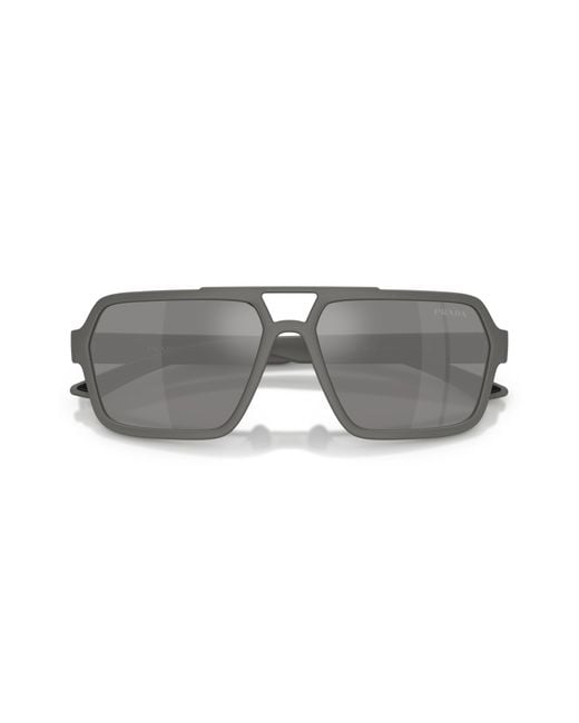 Prada Linea Rossa Black Ps A06S 16X7W1 Sunglasses Injected Pilot Mirrored for men