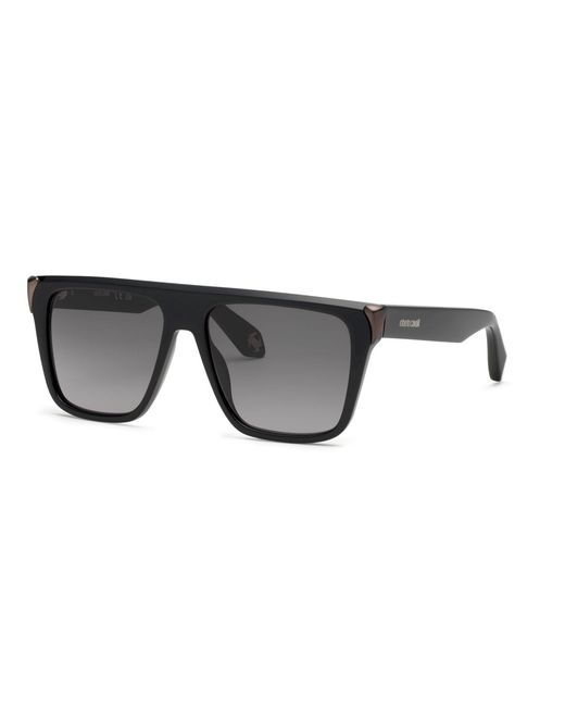 Roberto Cavalli Black Src094M 700 Sunglasses Acetate Smoke Squared Normal Shaded