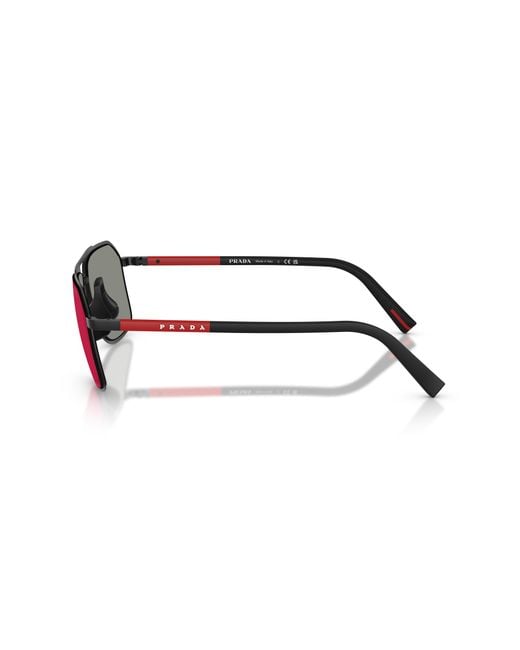 Prada Linea Rossa Black Ps B51S 1Bo08F Sunglasses Metal Pilot Mirror for men