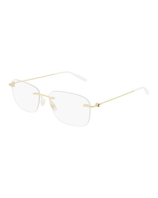 Montblanc Black Mb0075O 002 Optical Frames Metal Transparent Squared for men