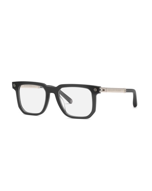 Philipp Plein Black Vpp196 Plein Legacy 705M Optical Frames Acetate Squared for men