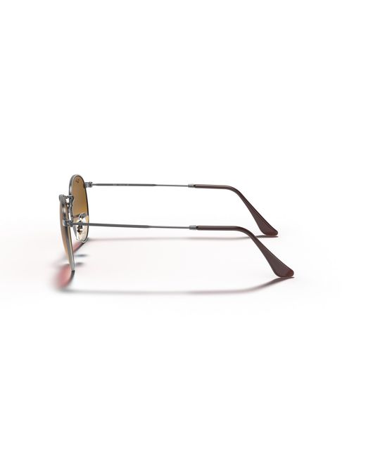 Ray-Ban Multicolor Sunglasses Man Round Flat Lenses - Gunmetal Frame Brown Lenses 50-21 for men