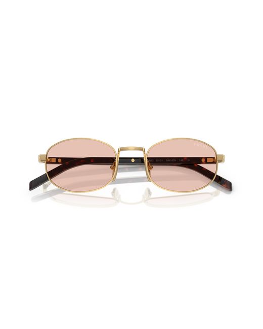Prada Black Pr B53S 5Ak50V Sunglasses Steel Round Normal