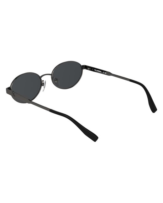 Karl Lagerfeld Black Kl366S 021 Sunglasses Metal Smoke Round Normal