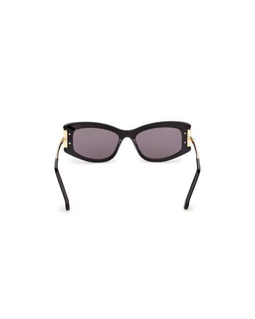 Max Mara Black Mm0189 01A Sunglasses Acetate Smoke Cat Eye Normal