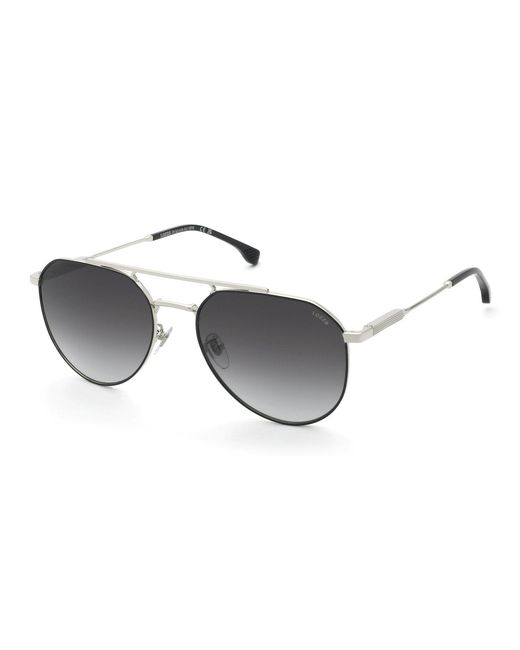 Lozza Black Sl2435 0K07 Sunglasses Metal Smoke Pilot Normal Shaded for men