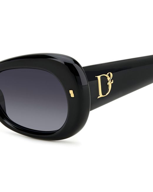 DSquared² Black D2 0110/S 807/9O Sunglasses Acetate Geometric Normal Shaded