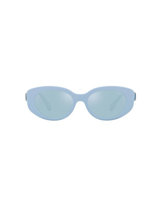 Swarovski Blue Sk6002 1006N1 Sunglasses Acetate Light Round Mirrored Mirror