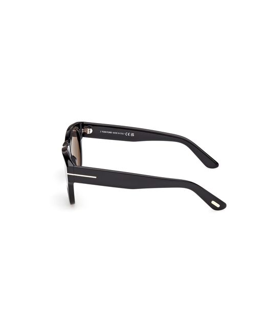 Tom Ford Black Ft1305 Burton-02 01A Sunglasses Acetate Smoke Round Normal for men