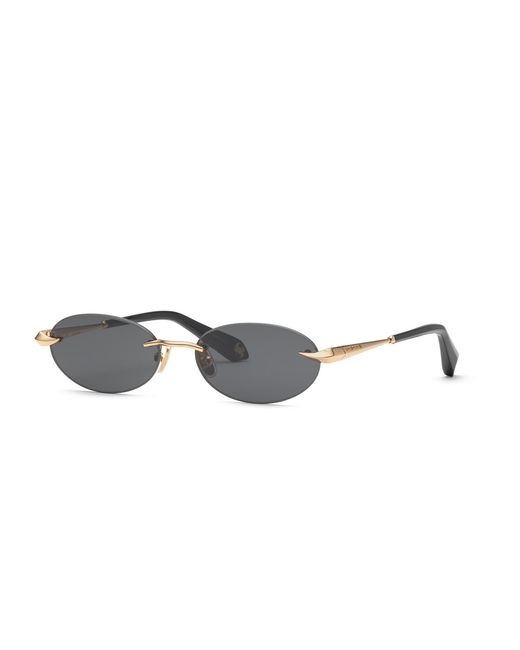 Roberto Cavalli Black Src152M 300 Sunglasses Metal Smoke Geometric Normal