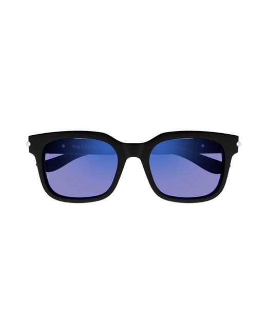 McQueen Black Am0496Sa 005 Sunglasses Acetate Squared