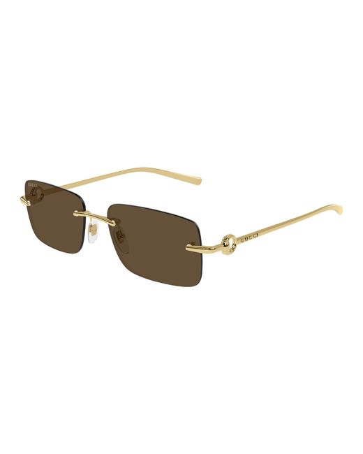 Gucci Black Gg1703S 004 Sunglasses Metal Squared for men