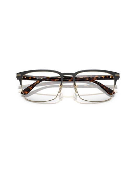 Prada Black Pr 58Zv 01U1O1 Optical Frames Steel Squared Normal for men