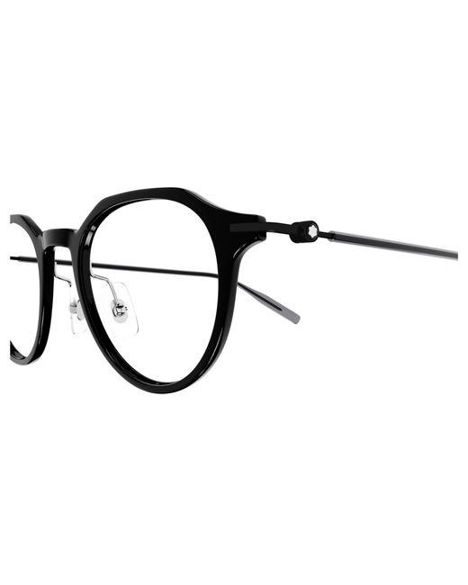 Montblanc Black Mb0355O 001 Optical Frames Injected Transparent Round for men