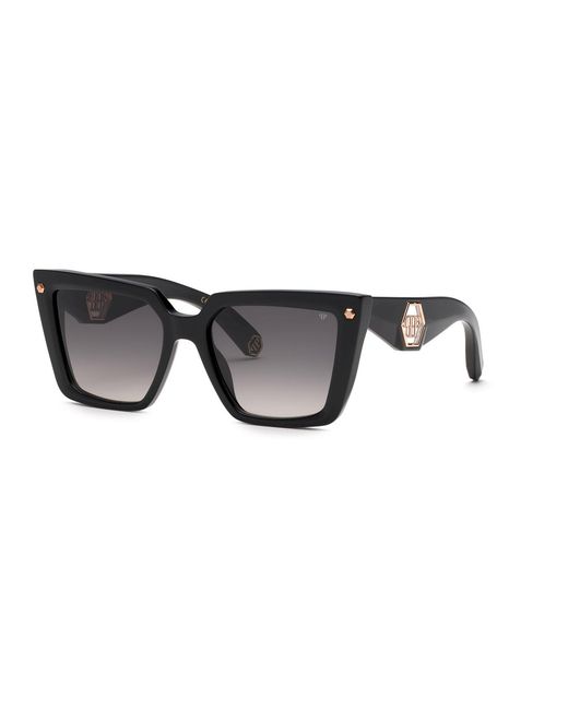Philipp Plein Black Spp178 Plein Muse 700 Sunglasses Acetate Smoke Squared Normal Shaded