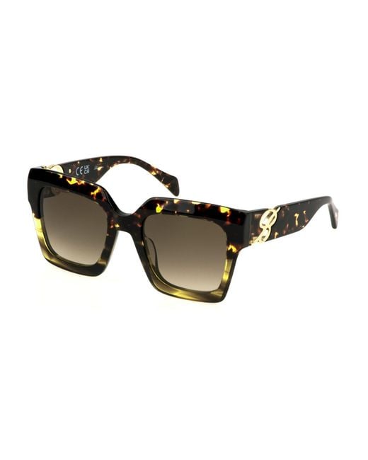 Blumarine Black Sbm839 0Gen Sunglasses Acetate Squared Normal Shaded