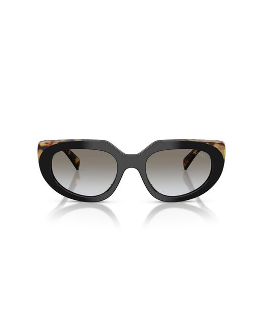 Prada Black Pr D02S 0Cd80L Sunglasses Acetate Round Normal Nuanced