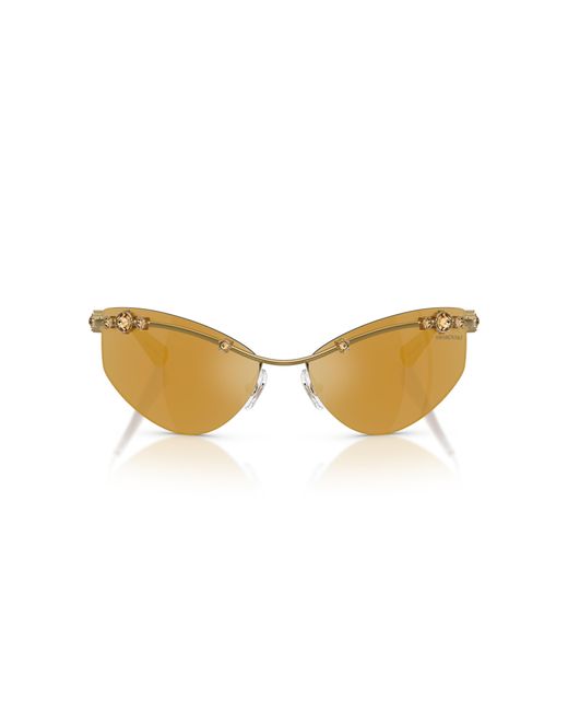Swarovski Black Sk7039 40427P Sunglasses Metal Geometric Mirror