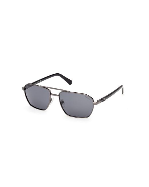 Guess Black Gu00301 08D Sunglasses Metal Smoke Squared Polarized for men